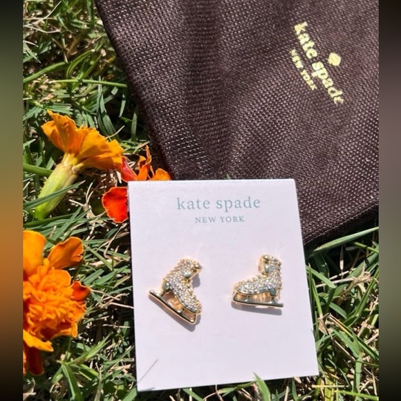 New Kate Spade Snow Day Ice Skate Stud Earrings - Picture 6 of 11